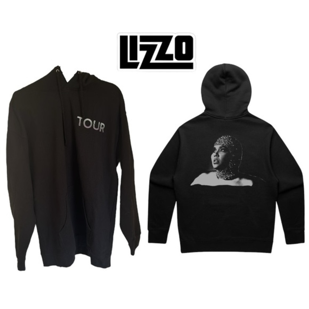 LIZZO TOUR HOODIE BLACK SIZE‎ XL LONG SLEEVE CONCERT LIZZO MERCH